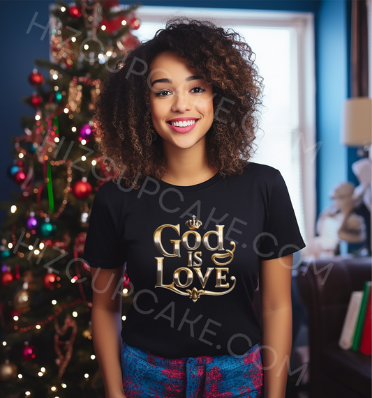 God Is Love Christmas Shirt Captured In Gold